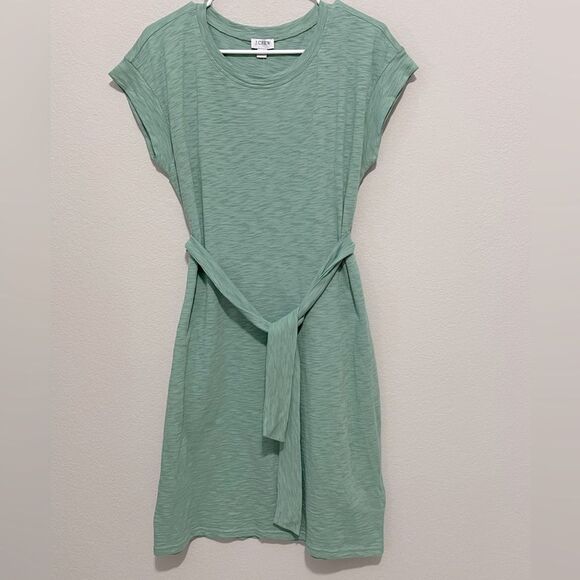 J Crew Factory NWT Knit Tie Waist Mini Dress Size Medium in Frosty Mineral - Picture 7 of 11